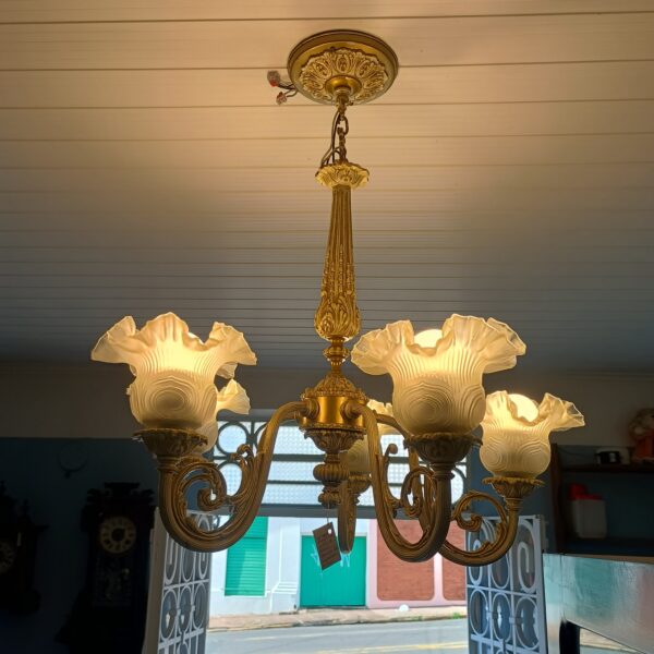 Lustre em bronze laqueado para 5 lâmpadas - Imagem 5